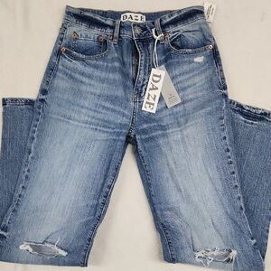 Blue Boyfriend Jeans with Distressed Details